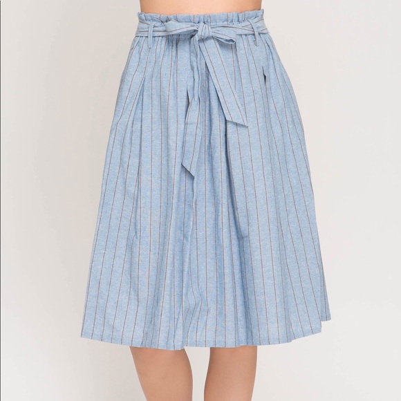 High waisted blue paper bag skirt - Picture 3 of 3